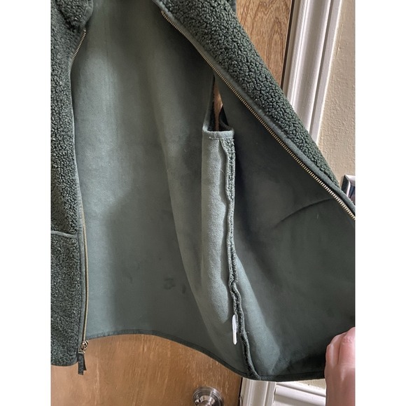 Rowm Mens Solid Bonded Knit Sherpa Full Zip Mockneck Vest Leaf Green Size M Soft - Picture 13 of 15